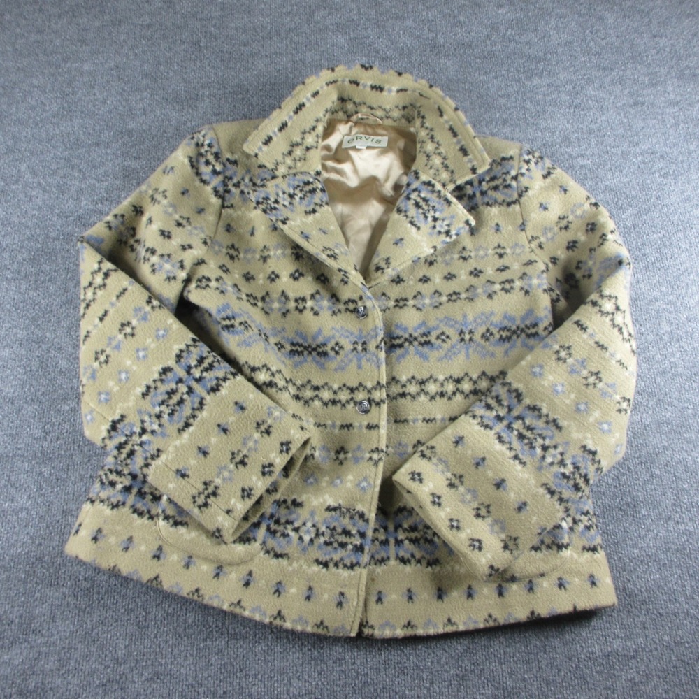 VINTAGE Orvis Blazer Womens L Southwestern Aztec Jacket 2 Button Coat Ladies